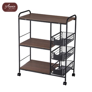 【Available】Amaia Furniture Kitchen Movable Trolley Drawer Rack Storage Cabinet 1Pc 75 By 35 Cm Ship