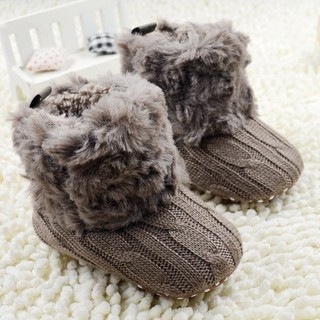 BabyL 0-18Month Baby Winter Warm Boots Baby Fleece Knit Soft Snow Crib Shoes (1)