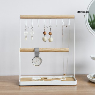 HCM_Jewelry Stand Wood Desk Holder Necklace Bracelet Ring Watch Storage Organizer Hanging Storage