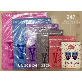 Thank you Printed plastic bag clothers bag 100 pcs per pack