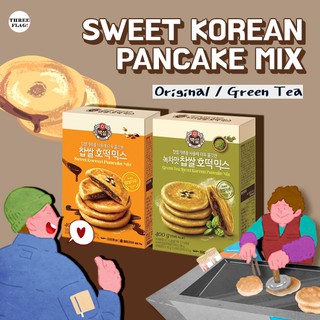 Beksul Sweet Korean Food Pancake Mix HOTTEOK - Original 400g / Green Tea 400g (Not Halal Food)(Packaging design can be changed) (1)