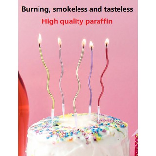6Pcs/lot Threaded Candle Curved Spiral Cake Candle Flames Kids Birthday