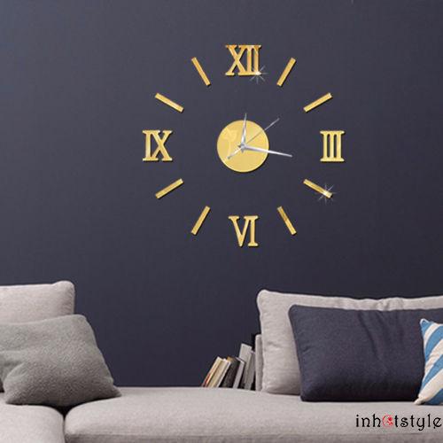 ♪TY★Analog 3D Mirror Surface Number Wall Clock Sticker (2)