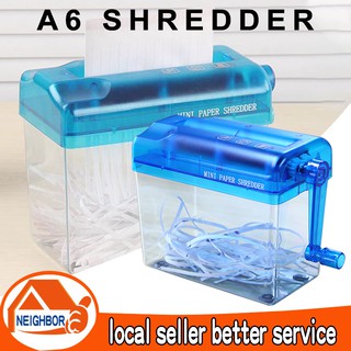 【In Stock】A6 Mini Blue Manual Shredder Crusher Destroyer Paper Documents Handmade Straight Cutting