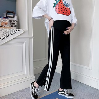 ∏Maternity summer suit new fashion short-sleeved top casual stomach lift nine-point wide-leg pants