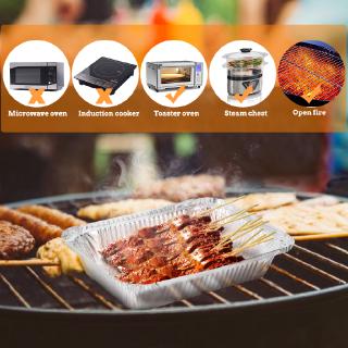 BESTONZON 20pcs Disposable BBQ Drip Pan Tray with Lid Aluminum Foil Tin Liners for Grease Catch Pans Replacement Liner Trays（229*170*46mm) (6)