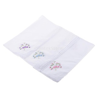 12pcs Women's White Flower Embroidery Cotton Lace Handkerchiefs Hanky #3 (4)