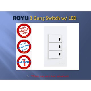 ROYU 3 GANG SWITCH WITH LED, WIDE SERIES