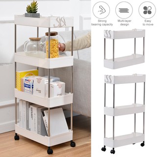 kimh COD 4 Layer Moving Trolley Rack Kitchen Storage Shelf Cabinets Home Bedroom Bathroom Organizer