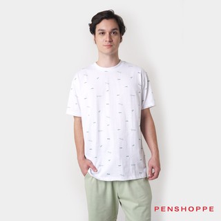 Penshoppe Men's Relaxed Fit All Over Print Tee (White)