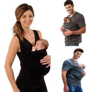 Kangaroo Pocket T-shirt Men Women Comfy Nursing Baby Carrier LE (1)