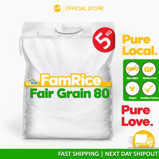 FamRice Fair Grain 80 (5KG) Quality White Rice Bigas Maharlika Sinandomeng - FB80Green (1)