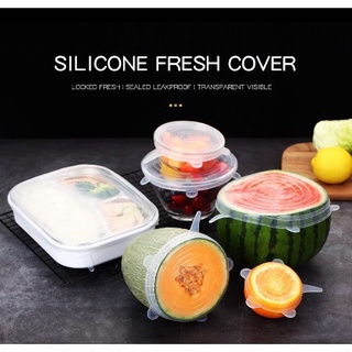【Ready Stock】┇▪6 Pcs/ Set Silicone Cover Fresh Stretchable Silicone Saran Wrap Kitchen Silicone Food