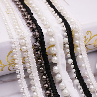 1 Yard Crafts Pearl Beaded Decorate Lace Ribbon (1)