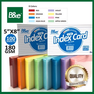 bnesos Stationary School Supplies B&e Colored Index Card 5x8 100Sheets