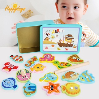 ☆BN☆Wooden Magnetic Fish Toys Kids Educational Fishing Rod Magnet Puzzle Fun Game (2)