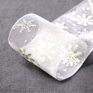 Snow ribbon 5m DIY 100% polyester red/white Christmas Snowflakes Let It Snow Winter White Wired Ribbon Decoration 40mm