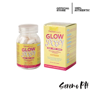 The Diet Coach Glow Pop Collagen Tablet 6000mg Vitamins C FDA Approved Skin Tightening Anti Aging
