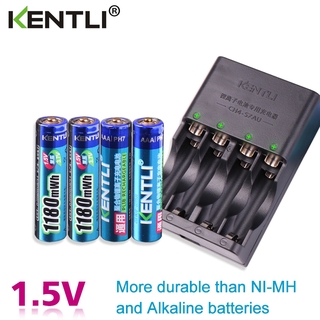 KENTLI 4pcs 1.5v aaa 1180mWh Rechargeable Li-ion Li-polymer Lithium battery + 4 slots AA AAA lithium