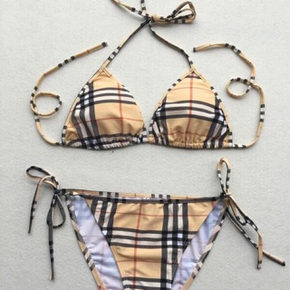 [With Freebie] BURBERRY Vintage Check Triangle Bikini (1)
