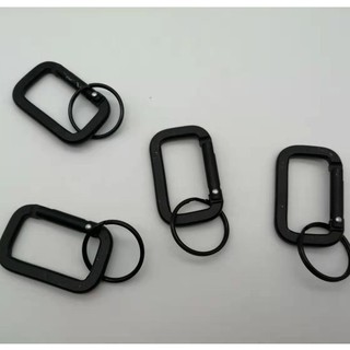 AMZ✨10pcs Black Aluminum Alloy D Carabiner Spring Snap Clip Hooks Keychain Climbing With Ring