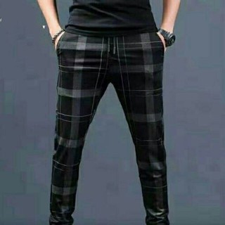 korean version unisex checkered trouser pants