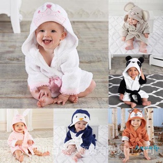 ✿ℛCute Boy Girl Animal Design Bathrobe Baby Hooded Night-Robe Bath Towel Infant Honey