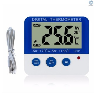COD Digital Fridge Thermometer with Alarm and Max Min Temperature Easy to Read LCD Display Digital Refrigerator Freezer Thermometer for Indoor Outdoor