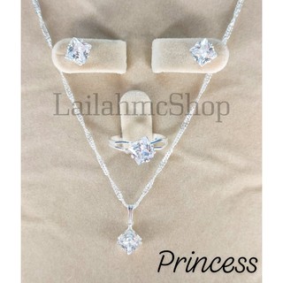LMCJwelry | 925 silver set 3in1 earrings necklace adjustable ring