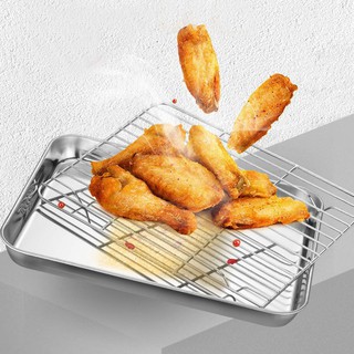 Dishwasher Safe Cooling Rack Stainless Steel Oven Pan Baking Tray Set Barbecue Cooking Food Grilled