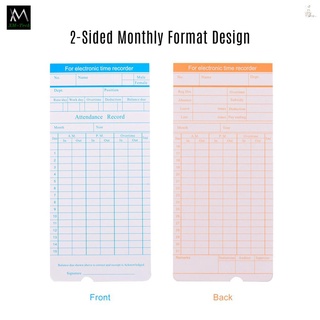 accessories✼❉❉【XMT】100pcs/ Pack Time Cards Timecards Monthly 2-sided for Employee Attendance Clock R
