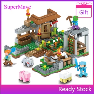 4 IN 1 Minecraft Village Building Blocks Lego Compatible Children Diy Educational Toys Kid Gifts My World Bricks