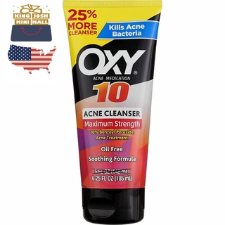 🇺🇸 (185 ml) Oxy 10 Maximum Strength 10% Benzoyl Peroxide Acne Treatment Face Cleanser, 6.25 fl. oz