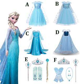 New Frozen Elsa Kids Dresses For Girls Princess Anna Elsa Costumes Kids Cosplay Party Blue Dress
