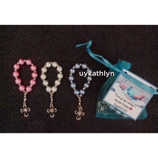 Pearl Mini Rosary in Organza Pouch with tag Souvenirs