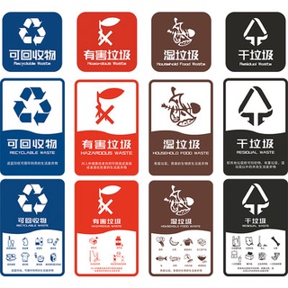 Kitchen wet and dry trash cans put reminder stickers kindergarten garbage sorting stickers logo stic