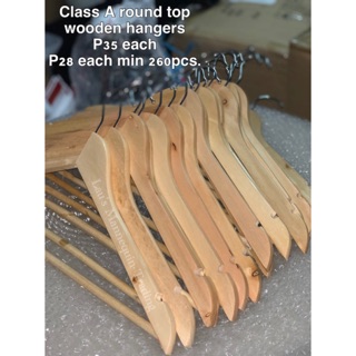 6 Pieces Class A - Wooden Hangers Round Top