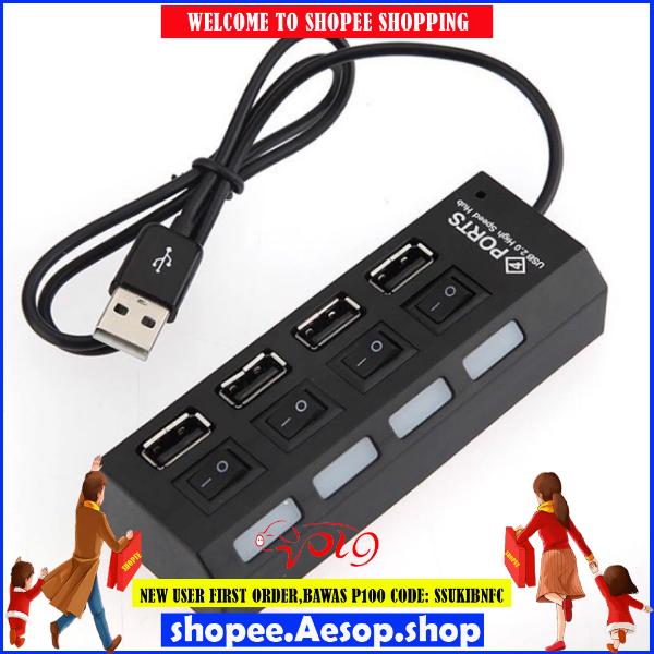 Aesop# 4 Ports USB 2.0 High Speed Hub FC w/Switch and LED