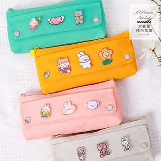 Cute Girl Pencil Bag Student Cartoon Zipper Stationery Bag Large Capacity Double-Layer Pencil Case