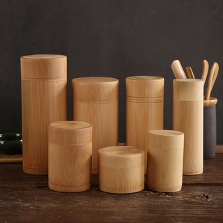 Handmade Tea Box Bamboo Storage Box Tea Canister Lid Seal Kitchen Storage Jars Accessories Spice Box