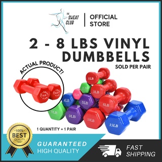 [1 PAIR/2PCS] 2-9 LBS Vinyl Dumbbell NO CHOOSING OF COLORS Weight Lifting Glossy Dumbbell