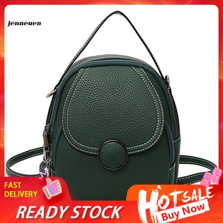 JN~ Women Solid Color Zipper Mini Backpack Soft Faux Leather Handbag Satchel Bag