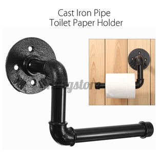 Industrial Rustic Black Pipe Metal Iron Toilet Paper Roll Holder Wall Mounted KS (3)