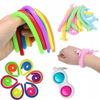 1/3/5PCS Stretchy Noodle String Neon Kids Fidget Stress Relief Sensory Baby Simple Dimple
