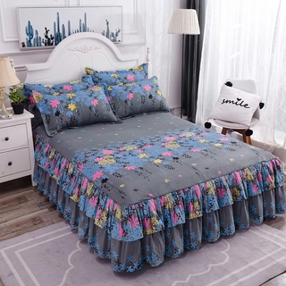 Fashion Bed Sheet Bedspread Bed Skirt Dust Ruffle Flower Pattern Bed Cover Mattress Protector