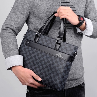 Men Sling Bag Leather Business Briefcase Big Capacity Portable Business Casual Briefcase Shoulder Ba