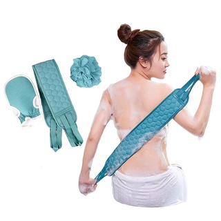 3Pcs Pack Exfoliating Bath Scrubber Set / Bath Scrub Skin Sponge Towel Useful Bathing Accessories