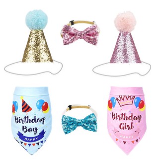 【BEST SELLER】 Pet Theme Party Needs Triangle Towel+Hat+Collar Dog Paw Happy Birthday Banner Flag Par (3)