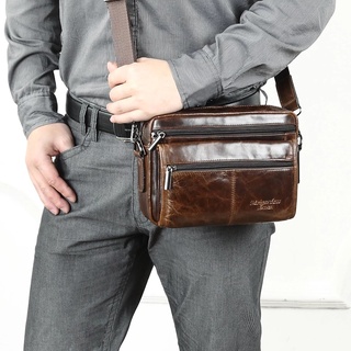 Vintage Genuine Leather Shoulder Bag Men Messenger Bags Male Office Handbags iPad Tablet Bags Crossbody Bag Business Briefcase