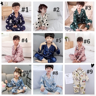 (Ready Stock)Baby Pajamas Kids sleepwear Girls And Boys sleepwear Polka Dot Pajamas Print sleepwear Long Sleeve Pajamas Set Tops+Pants Pajamas